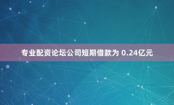 专业配资论坛公司短期借款为 0.24亿元
